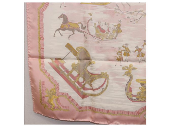 Hermès HERMES Carre 90 Seidentuch "Traineaux et Glissades" Rosa Weiß Auth 200402M Pink - Ansicht 22