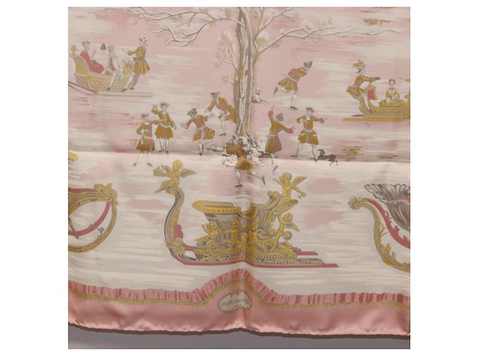 Hermès HERMES Carre 90 Seidentuch "Traineaux et Glissades" Rosa Weiß Auth 200402M Pink - Ansicht 23