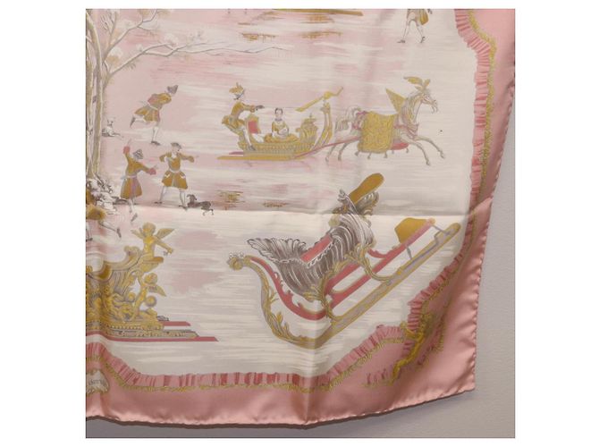 Hermès HERMES Carre 90 Seidentuch "Traineaux et Glissades" Rosa Weiß Auth 200402M Pink - Ansicht 24