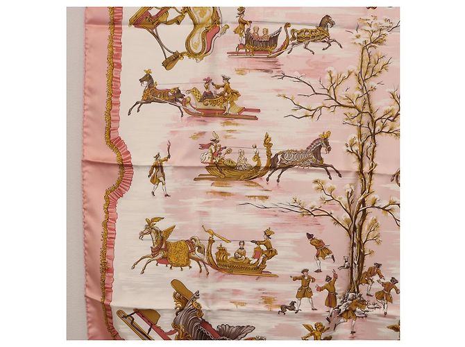 Hermès HERMES Carre 90 Seidentuch "Traineaux et Glissades" Rosa Weiß Auth 200402M Pink - Ansicht 5