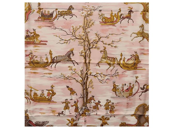 Hermès HERMES Carre 90 Seidentuch "Traineaux et Glissades" Rosa Weiß Auth 200402M Pink - Ansicht 6