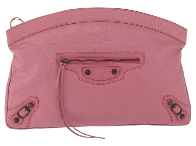 Borsa Clutch BALENCIAGA in Pelle Rosa Auth 200479M - vista 13