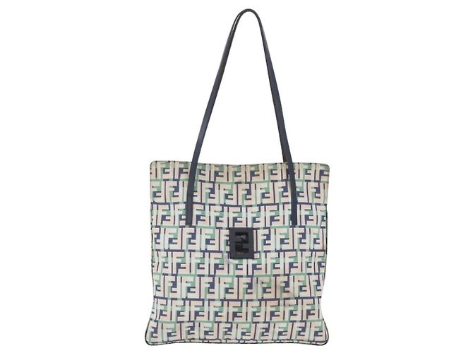 FENDI Zucca Canvas Tote Bag Green Silver Auth 203793 Silber Grün - Ansicht 13