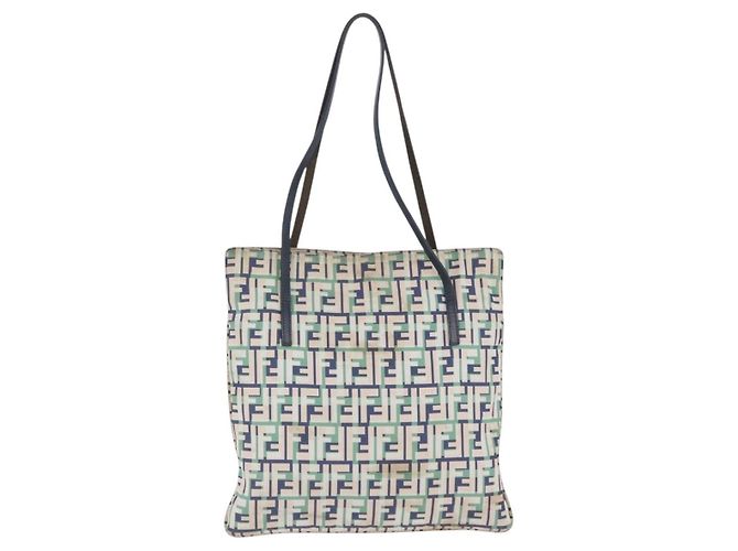 FENDI Zucca Canvas Tote Bag Green Silver Auth 203793 Silber Grün - Ansicht 3