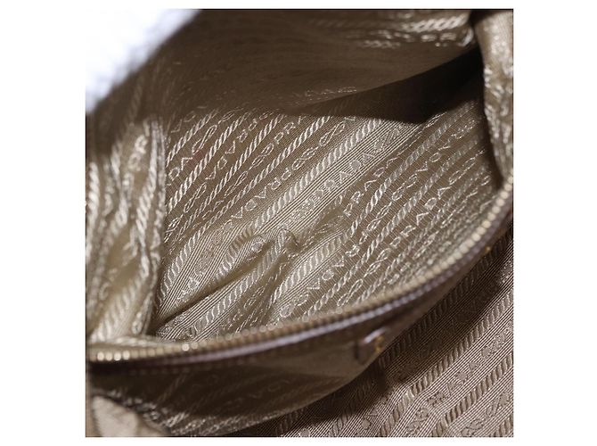 Saco Tote PRADA Canvas Jacquard Beige Gold Auth 200549M Bege Dourado - vista 23
