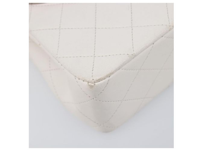Bolso de hombro CHANEL Chain Matelasse de piel de cordero Blanco Gold CC Auth 200466V Dorado - vista 14