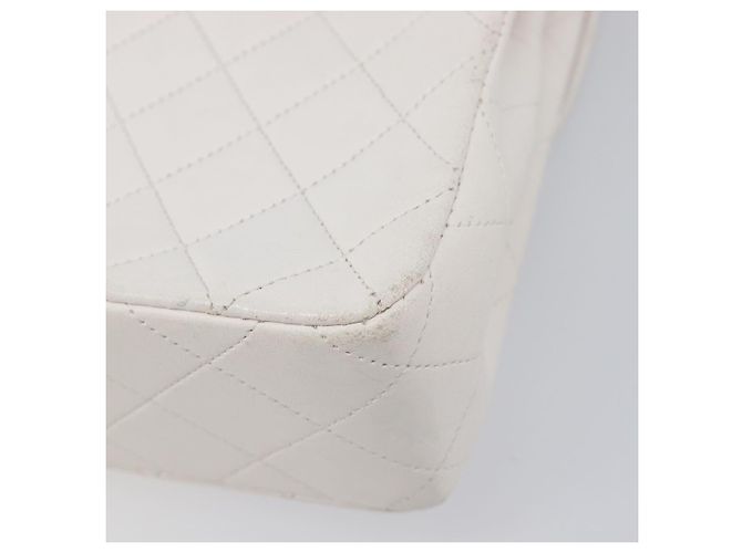 Bolso de hombro CHANEL Chain Matelasse de piel de cordero Blanco Gold CC Auth 200466V Dorado - vista 15