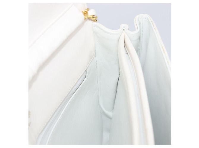 Bolso de hombro CHANEL Chain Matelasse de piel de cordero Blanco Gold CC Auth 200466V Dorado - vista 20
