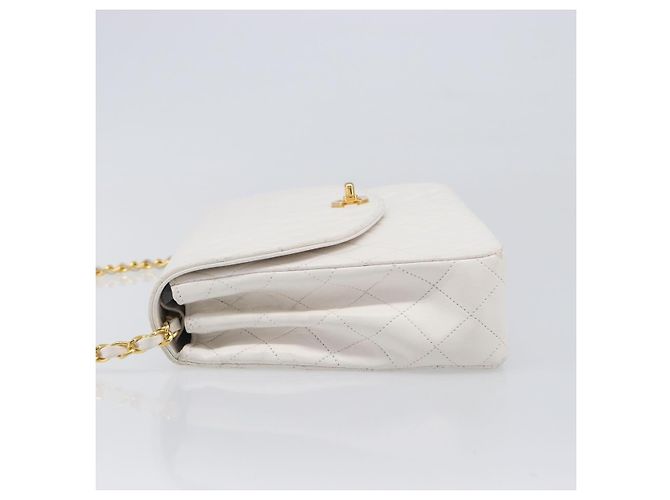 Bolso de hombro CHANEL Chain Matelasse de piel de cordero Blanco Gold CC Auth 200466V Dorado - vista 4