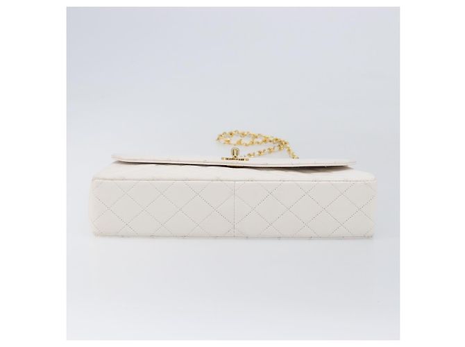 Bolso de hombro CHANEL Chain Matelasse de piel de cordero Blanco Gold CC Auth 200466V Dorado - vista 5