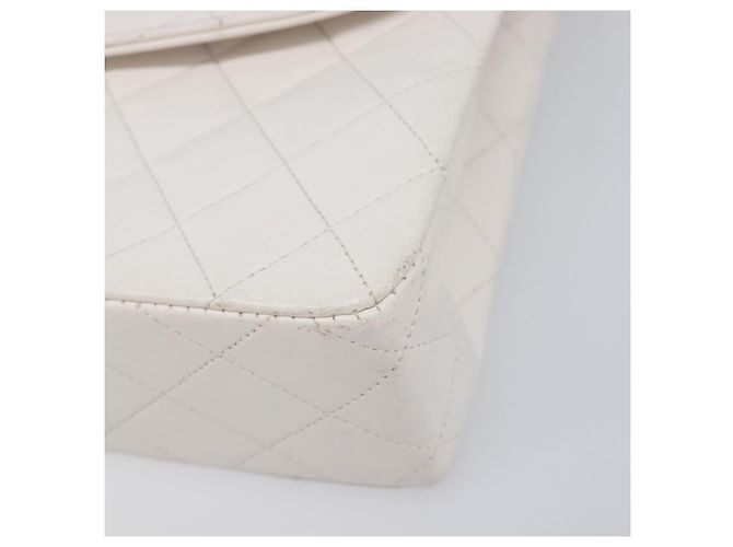 Bolso de hombro CHANEL Chain Matelasse de piel de cordero Blanco Gold CC Auth 200466V Dorado - vista 9