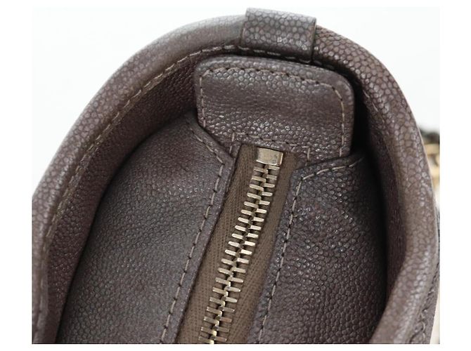 Borsa a tracolla CHANEL Chain Gabriel De V Stitch in pelle caviar grigia CC Auth 203252V Marrone - vista 19