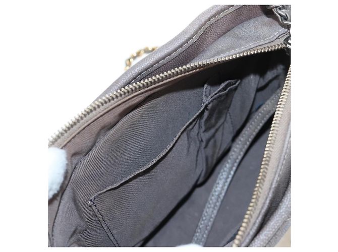 Borsa a tracolla CHANEL Chain Gabriel De V Stitch in pelle caviar grigia CC Auth 203252V Marrone - vista 23
