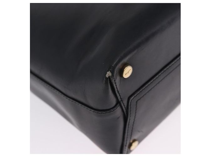 Borsa a tracolla Salvatore Ferragamo Vala in pelle nera e oro Auth ka6109 Nero - vista 17