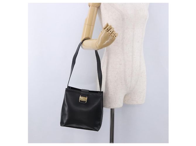 Borsa a tracolla Salvatore Ferragamo Vala in pelle nera e oro Auth ka6109 Nero - vista 25