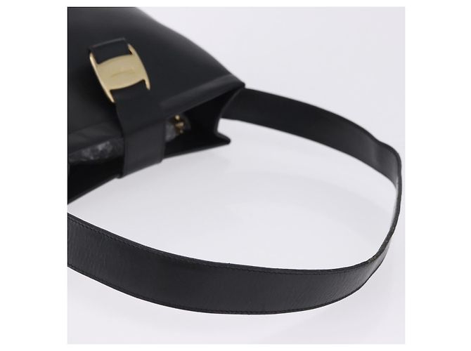 Borsa a tracolla Salvatore Ferragamo Vala in pelle nera e oro Auth ka6109 Nero - vista 9