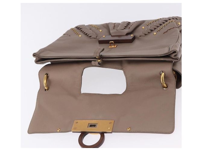 Borsa a tracolla Salvatore Ferragamo Gancini in pelle marrone e oro Auth 202452A D'oro - vista 10