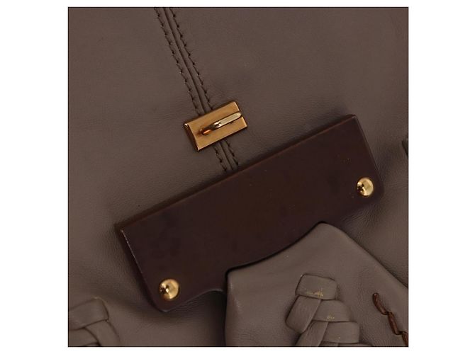 Borsa a tracolla Salvatore Ferragamo Gancini in pelle marrone e oro Auth 202452A D'oro - vista 20