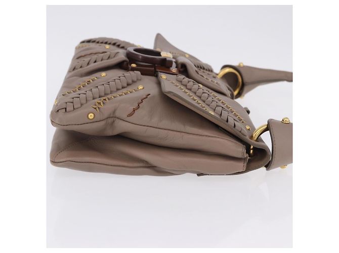 Borsa a tracolla Salvatore Ferragamo Gancini in pelle marrone e oro Auth 202452A D'oro - vista 3