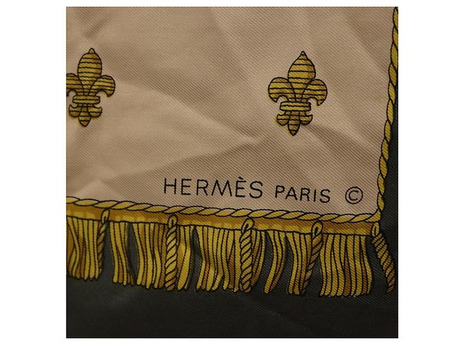 Hermès HERMES Carre 90 Schal "VUE DU CAROSSE DE" Seide Grau Auth bs37041 Braun - Ansicht 11