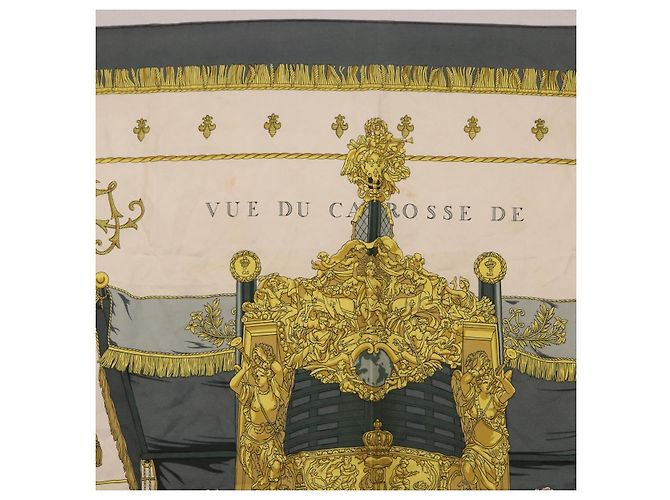 Hermès HERMES Carre 90 Schal "VUE DU CAROSSE DE" Seide Grau Auth bs37041 Braun - Ansicht 3