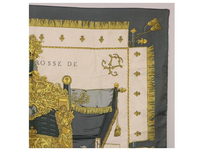 Hermès HERMES Carre 90 Schal "VUE DU CAROSSE DE" Seide Grau Auth bs37041 Braun - Ansicht 4