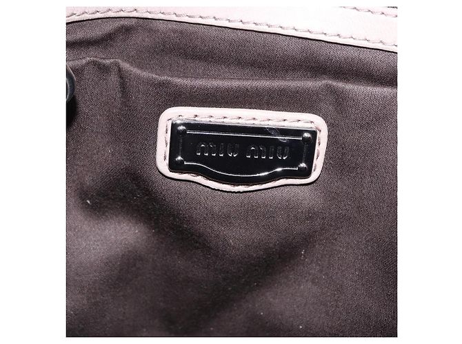 Borsa a tracolla Miu Miu Matelassé con catena in pelle Beige Silver Auth ka6124M Argento - vista 24