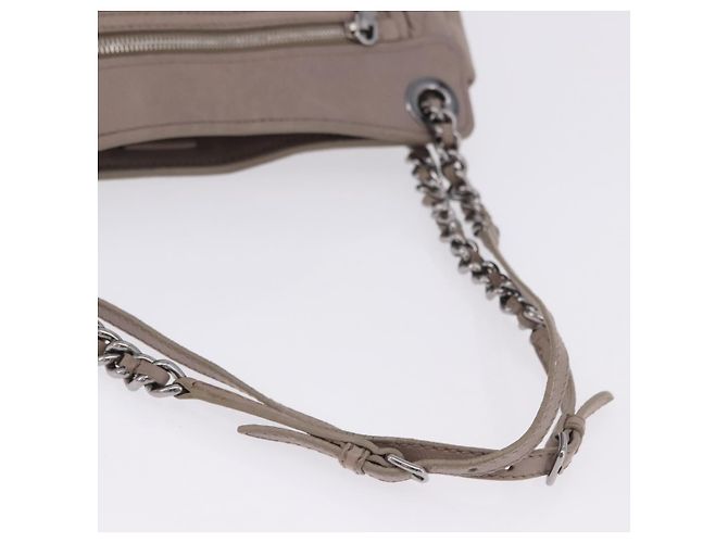 Borsa a tracolla Miu Miu Matelassé con catena in pelle Beige Silver Auth ka6124M Argento - vista 9