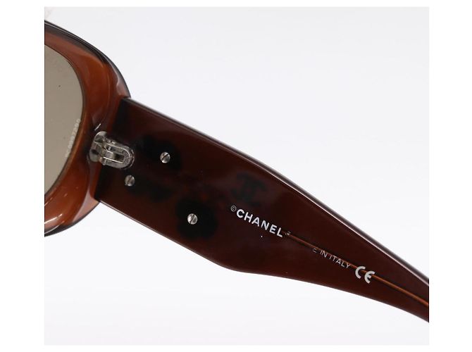 Gafas de sol CHANEL Camelia plástico Brown CC Auth BA15680 Castaño - vista 11