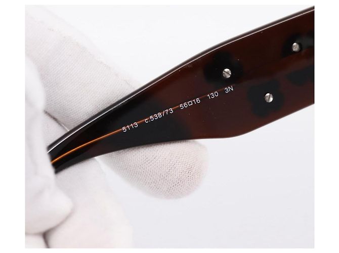 Gafas de sol CHANEL Camelia plástico Brown CC Auth BA15680 Castaño - vista 12
