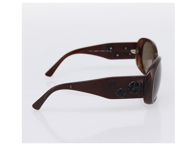 Gafas de sol CHANEL Camelia plástico Brown CC Auth BA15680 Castaño - vista 4