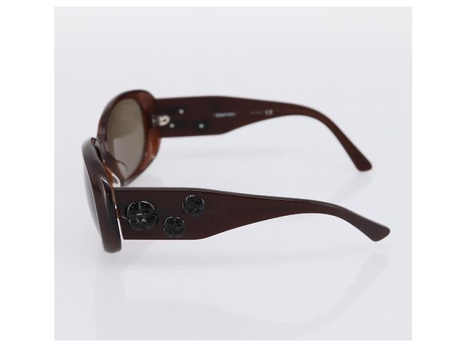 Gafas de sol CHANEL Camelia plástico Brown CC Auth BA15680 Castaño - vista 6