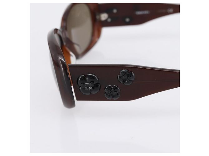 Gafas de sol CHANEL Camelia plástico Brown CC Auth BA15680 Castaño - vista 7