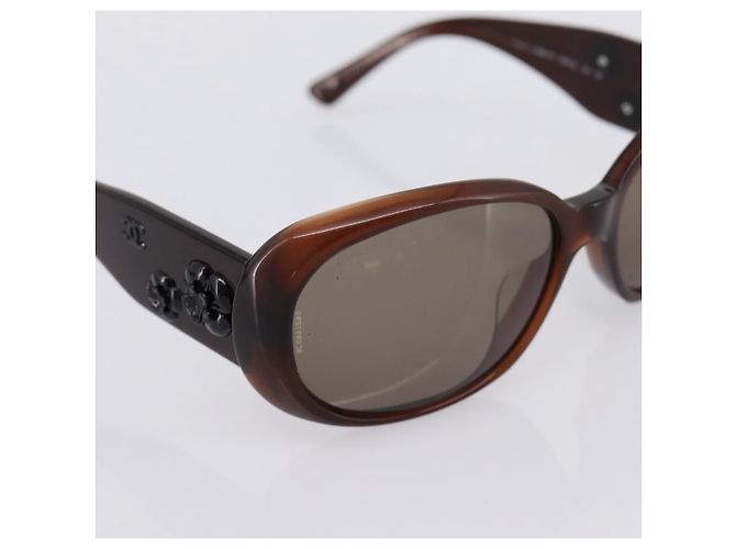 Gafas de sol CHANEL Camelia plástico Brown CC Auth BA15680 Castaño - vista 8