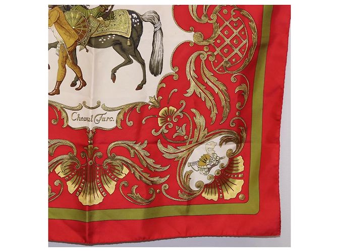 Hermès Pañuelo HERMES Carre 90 Seda Rojo Auth bs37039 Roja - vista 10
