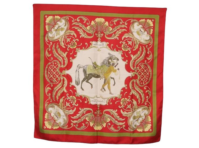 Hermès Pañuelo HERMES Carre 90 Seda Rojo Auth bs37039 Roja - vista 13