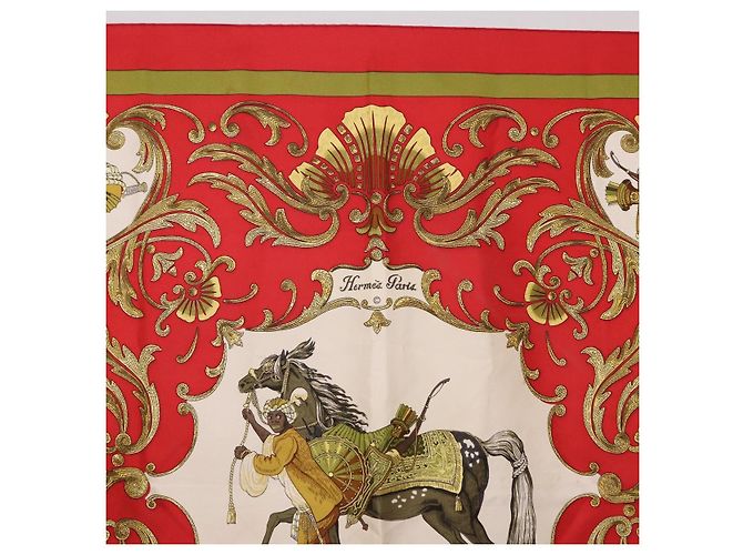 Hermès Pañuelo HERMES Carre 90 Seda Rojo Auth bs37039 Roja - vista 3