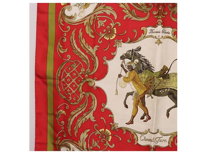 Hermès Pañuelo HERMES Carre 90 Seda Rojo Auth bs37039 Roja - vista 5