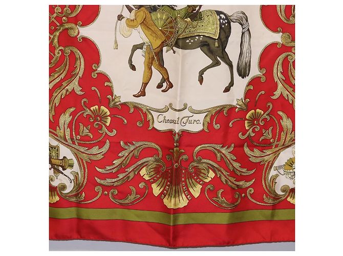 Hermès Pañuelo HERMES Carre 90 Seda Rojo Auth bs37039 Roja - vista 9