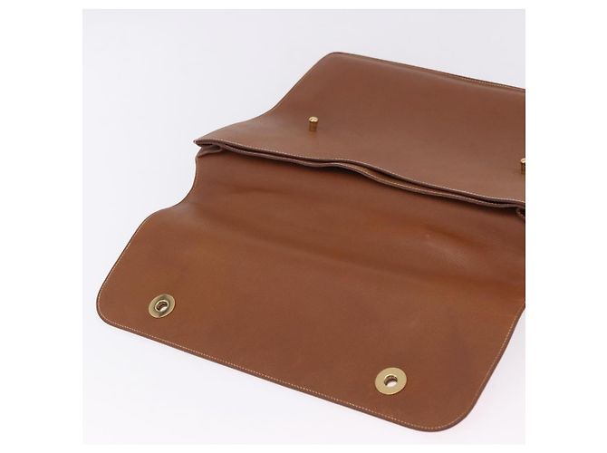 Hermès Borsa Business HERMES Danube 38 in Pelle Brown Gold Auth bs37017 Marrone D'oro - vista 10