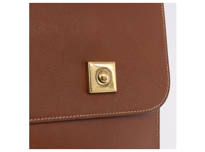 Hermès Borsa Business HERMES Danube 38 in Pelle Brown Gold Auth bs37017 Marrone D'oro - vista 19