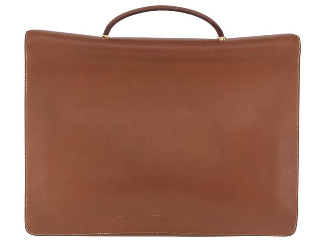 Hermès Borsa Business HERMES Danube 38 in Pelle Brown Gold Auth bs37017 Marrone D'oro - vista 2