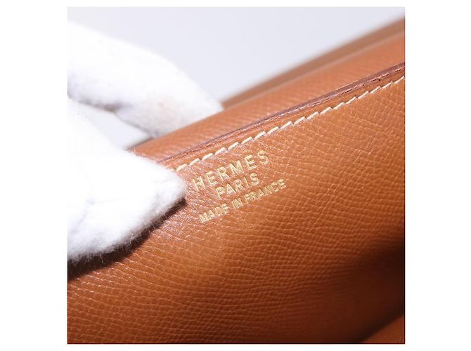 Hermès Borsa Business HERMES Danube 38 in Pelle Brown Gold Auth bs37017 Marrone D'oro - vista 20