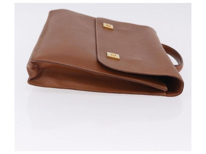 Hermès Borsa Business HERMES Danube 38 in Pelle Brown Gold Auth bs37017 Marrone D'oro - vista 4