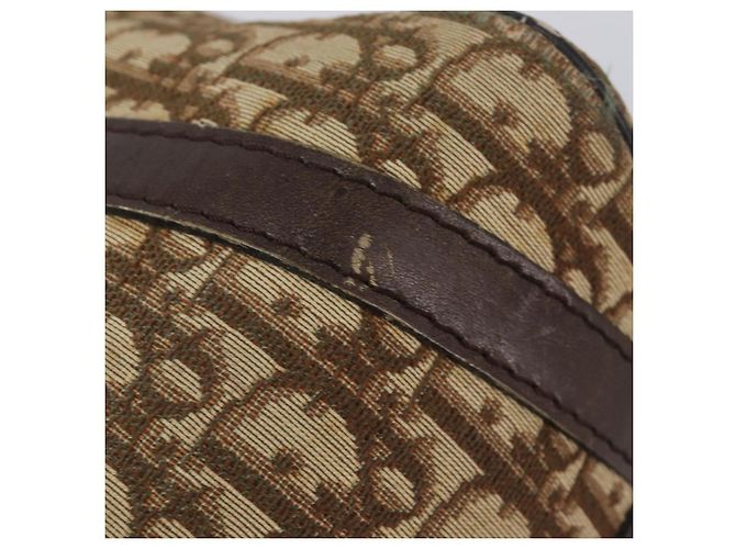 Borsa Boston Christian Dior Trotter Canvas Beige Gold Auth 200492 D'oro - vista 10