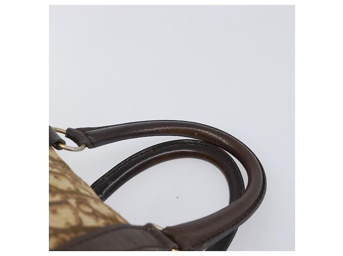 Borsa Boston Christian Dior Trotter Canvas Beige Gold Auth 200492 D'oro - vista 14