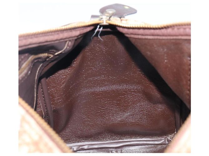 Borsa Boston Christian Dior Trotter Canvas Beige Gold Auth 200492 D'oro - vista 19