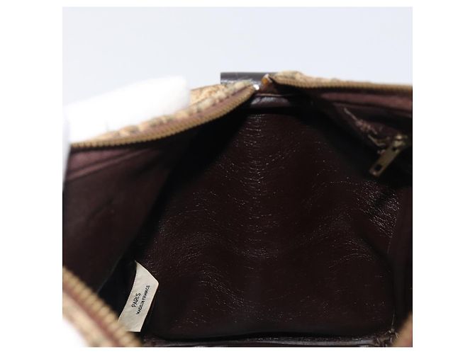 Borsa Boston Christian Dior Trotter Canvas Beige Gold Auth 200492 D'oro - vista 20
