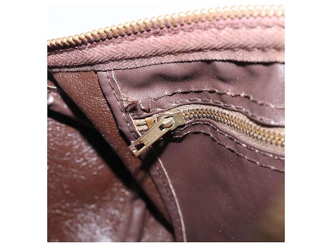 Borsa Boston Christian Dior Trotter Canvas Beige Gold Auth 200492 D'oro - vista 21