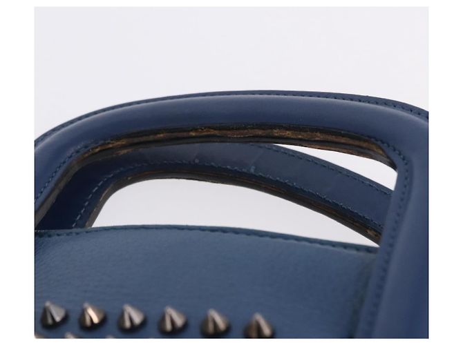 Borsa Christian Louboutin in pelle blu e argento Auth ka6102 - vista 14